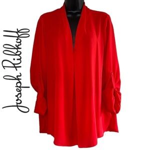 Joseph Ribkoff Women’s Hot Orange/Red Deep V-Neck Long Sleeve Blouse